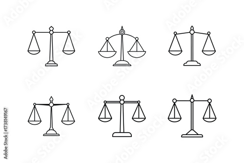 balance scale icon line art vector illustration