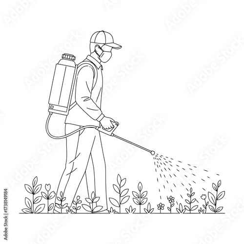 Agricultural Worker Spraying Crops