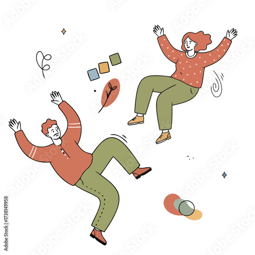 Gravity-Defying Figures, Creative Vector Art of Humans in Motion