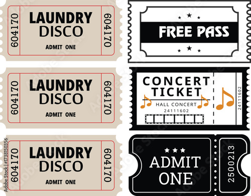 Collection of Vintage Style Tickets and Passes retro