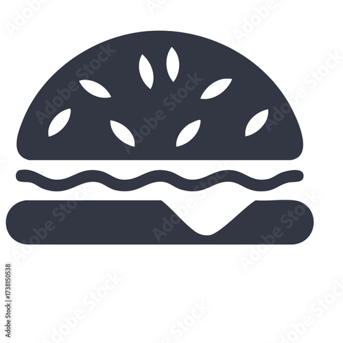 Simple Hamburger Icon with Cheese and Sesame Seeds Minimalist Food Graphic