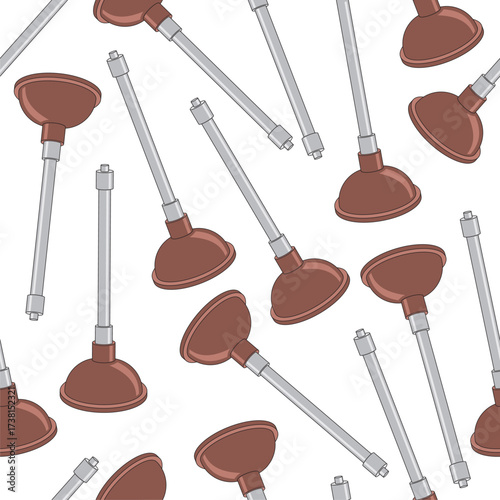 Brown Pump cartoon seamless pattern. Light gray background.