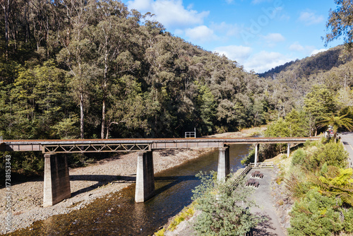 WALHALLA, AUSTRALIA - AUGUST 8 2025: Thomson River Bridge on a winter's afternoon near Walhalla town