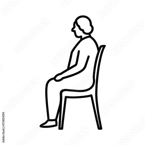 Minimalist silhouette of an elderly person sitting in a chair