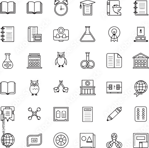 Education Line Icons Vector Set School, Learning and Academic Symbols

