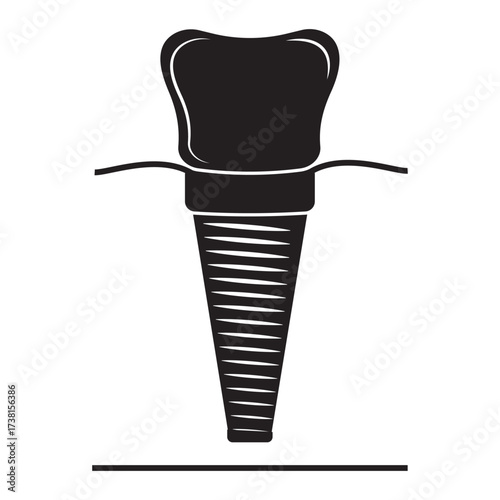 Dental implant, silhouette icon. Screw prosthesis, Illustration of dental implantation,orthodontic dental implantation