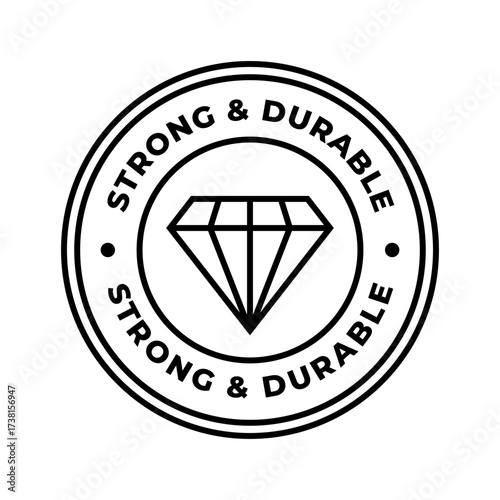 Circular Badge with "Strong and Durable"