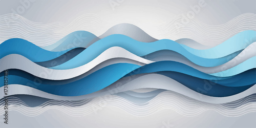 An abstract blue wave vector design with a flowing liquid motion pattern for a colorful web illustration