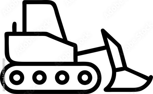 bulldozer vector icon on white or transparent background. coal mining or mining worker or mining labor icons items. Stroke icon collections. Editable Stroke icon collection for mobile and web.