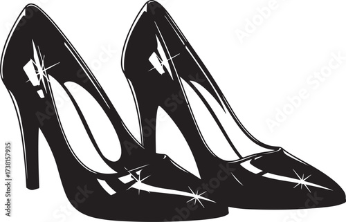 Elegant black highheeled shoes illustration