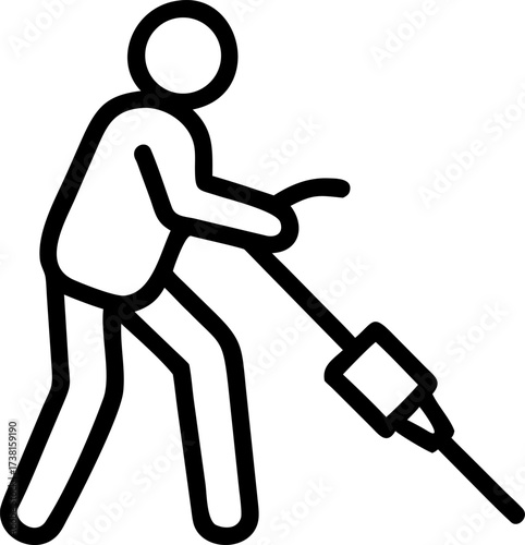 working with jackhammer vector icon on white or transparent background. coal mining or mining worker or mining labor icons items. Editable Stroke icon collection for mobile and web.