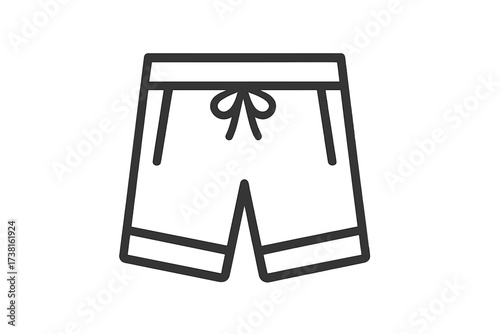 Beach shorts thin line icon. Men's swim trunks vector illustration. Summer vacation apparel symbol. Male swimwear, swimming trunks or boardshorts outline graphic for web design.