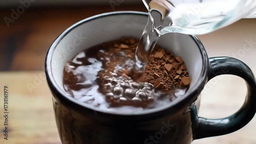 Wallpaper Mural Water being poured into cup with brown powder for a hot beverage Torontodigital.ca
