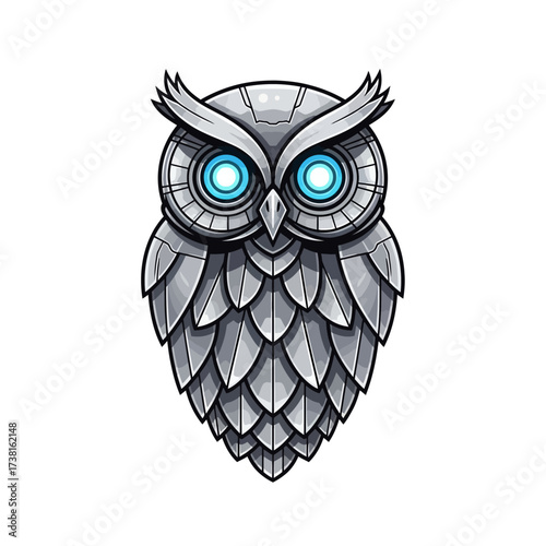 Futuristic owl with glowing blue eyes creates a modern, techy vibe perfect for logos, gaming, or branding projects that need a touch of digital coolness
