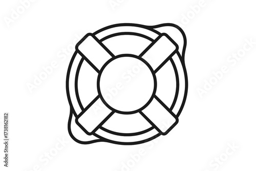 Lifebuoy thin line icon for safety and emergency assistance. Vector illustration of a life saving preserver for sea, pool, or lake rescue. Marine safety symbol, help concept.