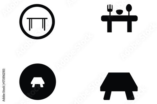 Table icons set with different styles