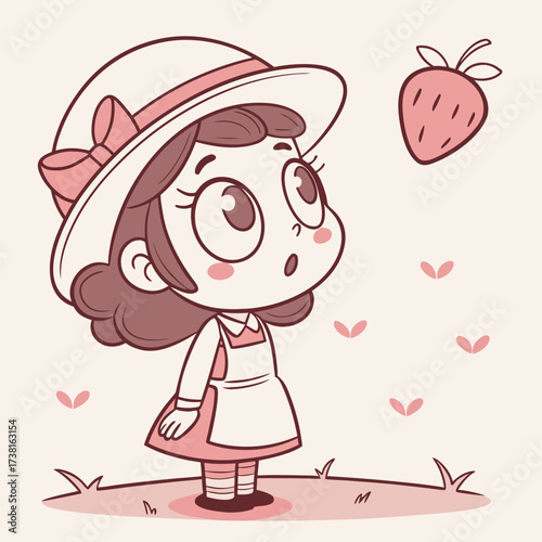 Cute Girl and Strawberry