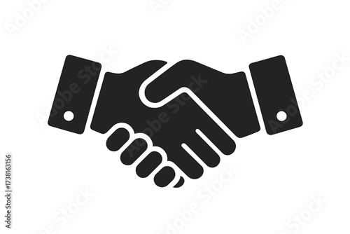 Handshake flat glyph icon vector. Shaking hands symbol for business deal, agreement, and partnership. Flat illustration for cooperation, contract, success, and trust concept.