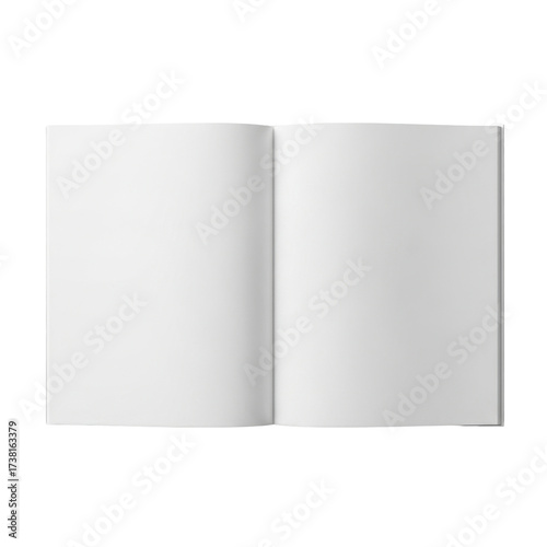Open blank book with two facing pages, ready for content.