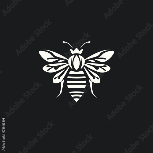 A stylized bee illustration with a crown, presented on a dark background.