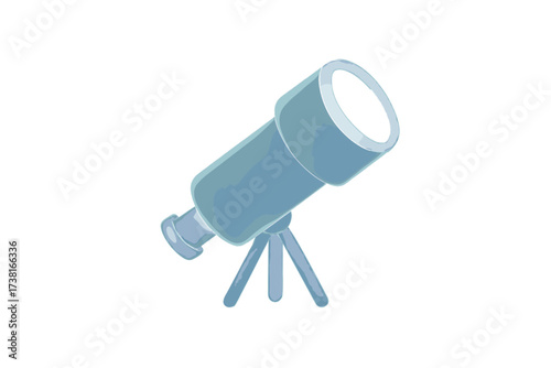 Modern blue telescope on tripod for astronomical observation and space exploration