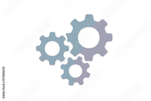 Three interconnected gears with a modern gradient design symbolizing teamwork and mechanical process