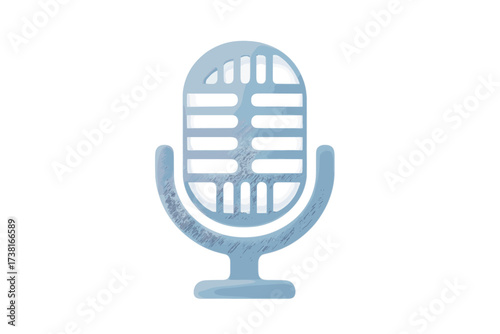 Stylized blue gradient microphone icon for audio recording podcasting and broadcasting