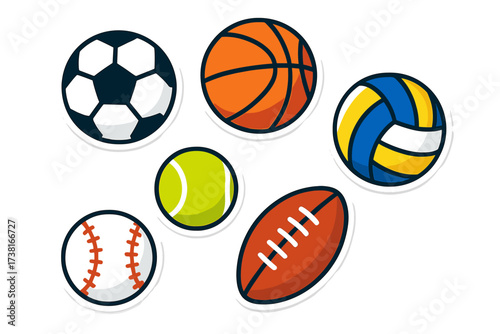 Assortment of popular athletic game balls for team and individual sports