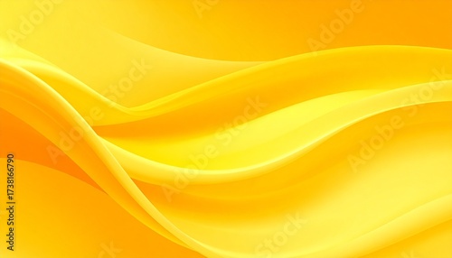 Bright light yellow gradient abstract background. Smooth, flowing, wavy silk texture creates a soft, dynamic visual effect.