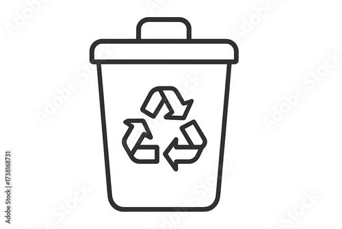 Recycling bin vector line icon. Trash can with recycle symbol. Waste sorting and separation for reuse. Ecology, environment conservation, zero waste concept. Garbage container.