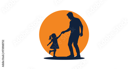 A father and daughter enjoying a sunset walk together.