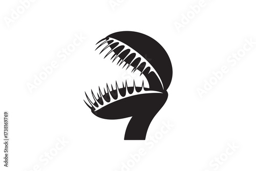 Venus Flytrap Silhouette Vector Art Carnivorous Plant Black and White Icon