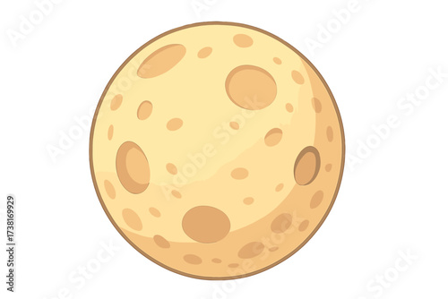 Full moon cartoon vector illustration. Isolated celestial body with craters for space, science & astronomy projects. Graphic element for infographics or children's books design.