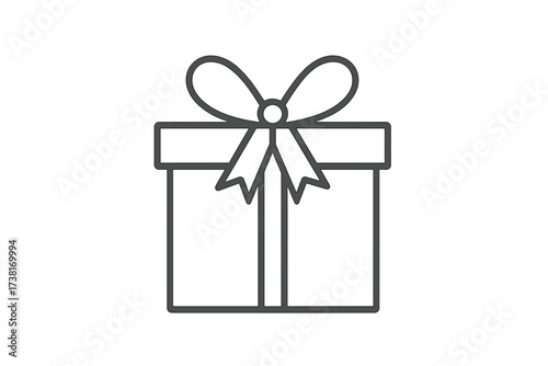 Gift box line icon vector illustration. Present with ribbon bow for birthday, anniversary, christmas. Concept of surprise, giveaway, loyalty reward program bonus, promotion.