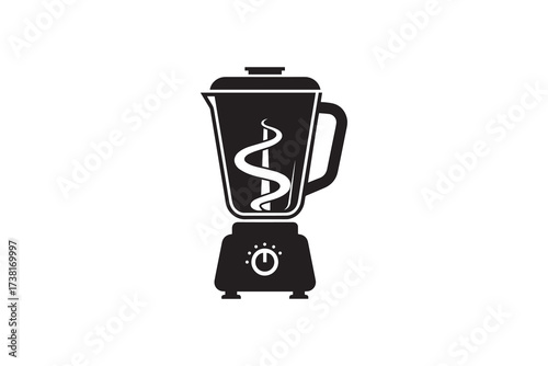 Black Blender Silhouette Icon Isolated Minimalist Smoothie Maker Machine Icon