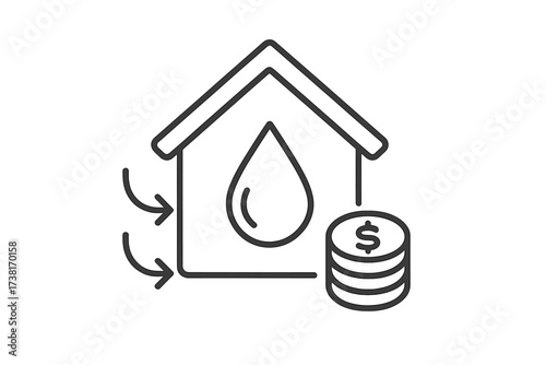 Utility bill payment icon for water, gas, and home expenses. Vector concept of energy consumption costs, household budget, and finance management. Paying for resources symbol.