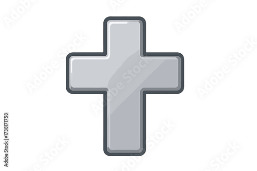 Cross sign. Christian symbol. Flat style vector cartoon illustration. Religion, faith, God, Jesus. Catholic crucifix icon. Holy spiritual graphic element. Isolated object.