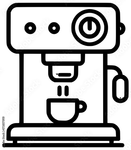 Vector coffee machine with a mug for a drink