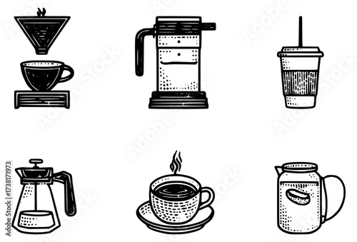 Coffee and coffee preparation icons
