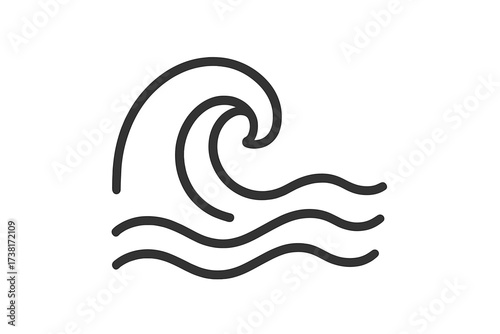 Wave line icon vector. Simple ocean sea sign. Water surf symbol. Linear illustration for logo. Minimalist swirl graphic element. Ripple flow design. Nature tsunami storm.