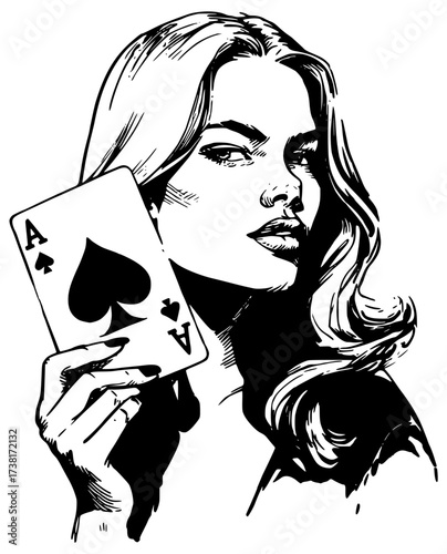 Woman holding ace of spades