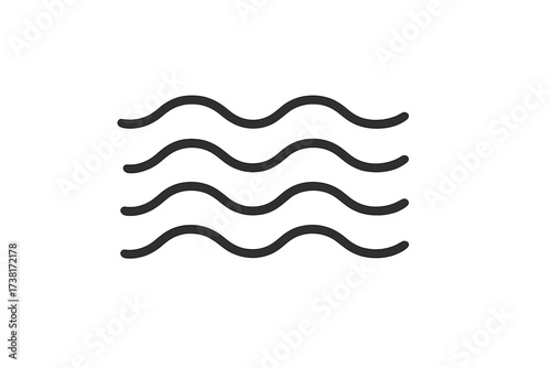 Line wave icon. Water sea symbol. Abstract flow sign. Ocean, river, aqua simple graphic element. Liquid, current, stream, ripple minimal pictogram. Nature weather concept design.