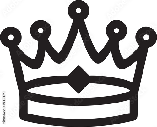 Simple black outline crown icon symbol of royalty and power
