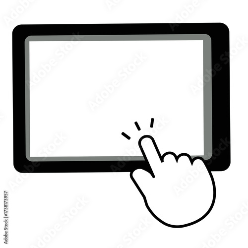 Touch screen finger hand press push  icon. Touch screen or touchscreen finger hand press or push icon Transparent background