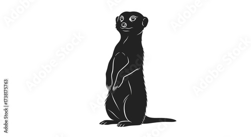 Captivating meerkat illustration: A vigilant sentinel against pristine backdrop