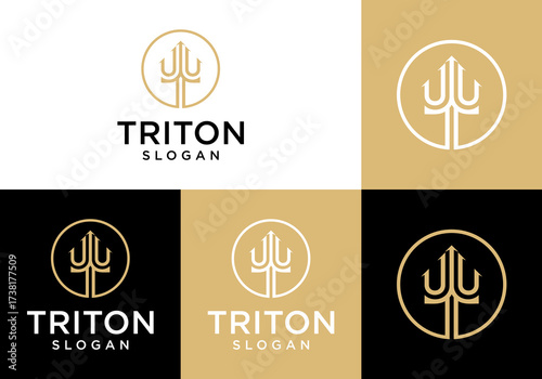 simple trident logo icon vector