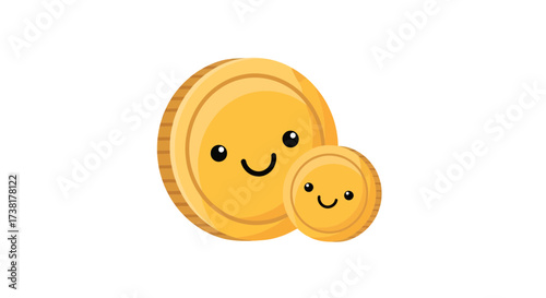 Delightful duo of animated coins radiating positivity and financial happiness in golden hues