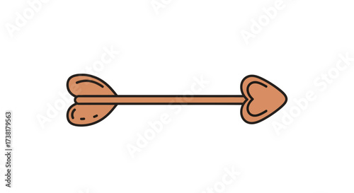 Heart-shaped arrow graphic for romantic themes and designs on a plain background