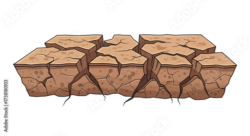 Illustration of cracked earth ground, a dry environment scene perfect for game development or