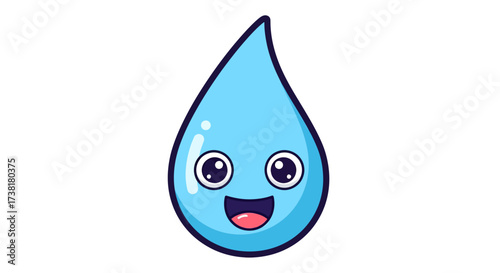 Joyful animated water droplet character brimming with cheerfulness and vitality